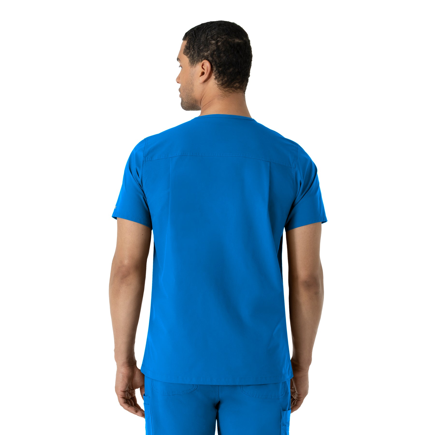 Force Essentials Men's V-Neck Shirttail Scrub Top Royal back view