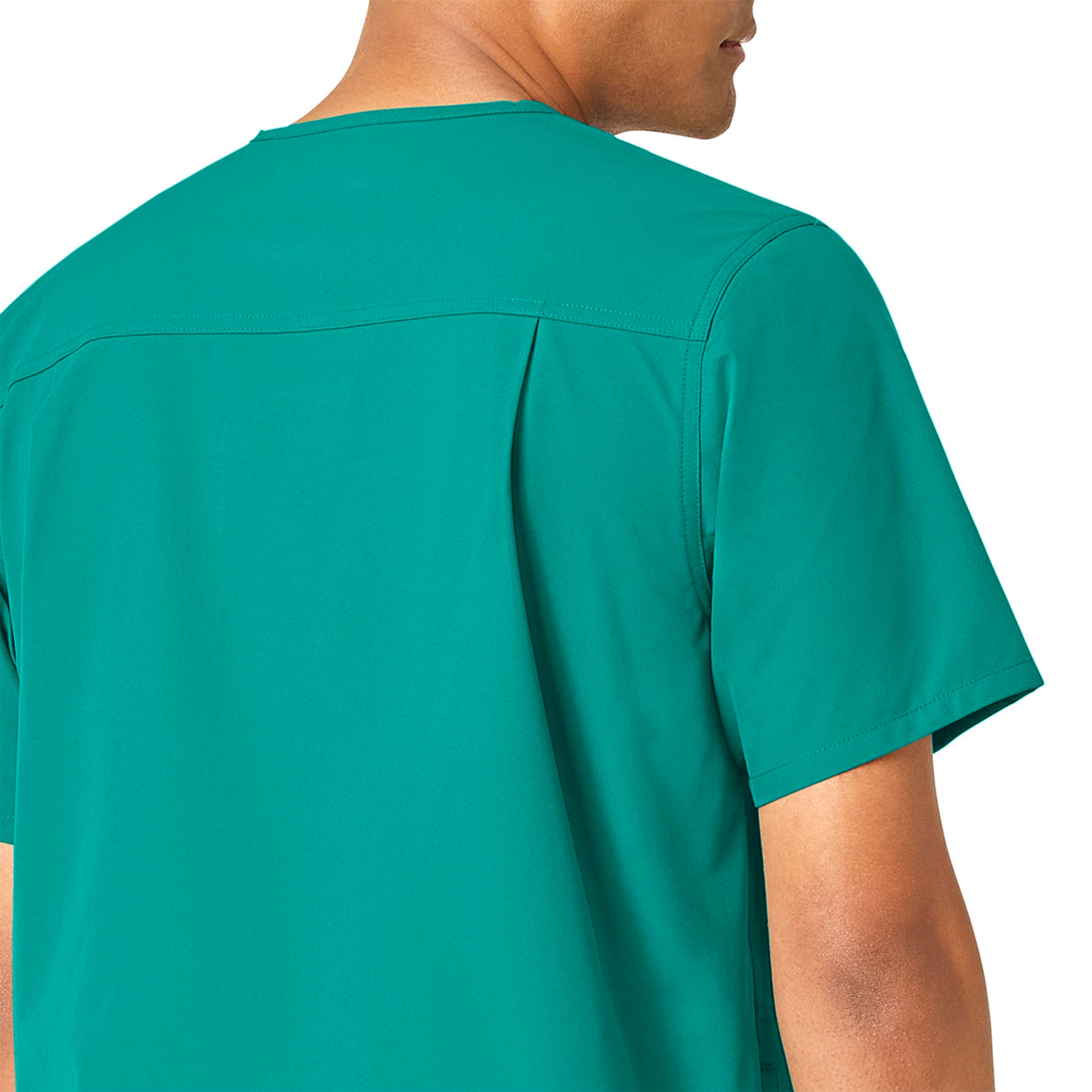 Force Essentials Men's V-Neck Shirttail Scrub Top Teal Blue side detail 1