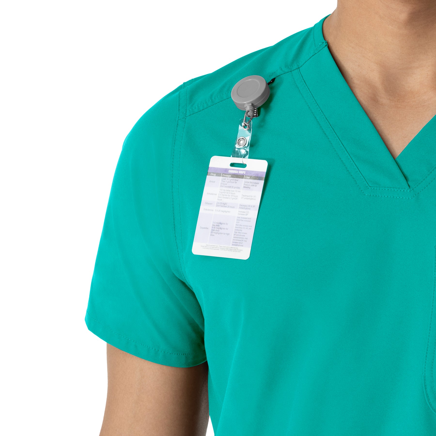 Force Essentials Men's V-Neck Shirttail Scrub Top Teal Blue side detail 1