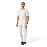 Force Essentials Men's V-Neck Shirttail Scrub Top White full scrub set