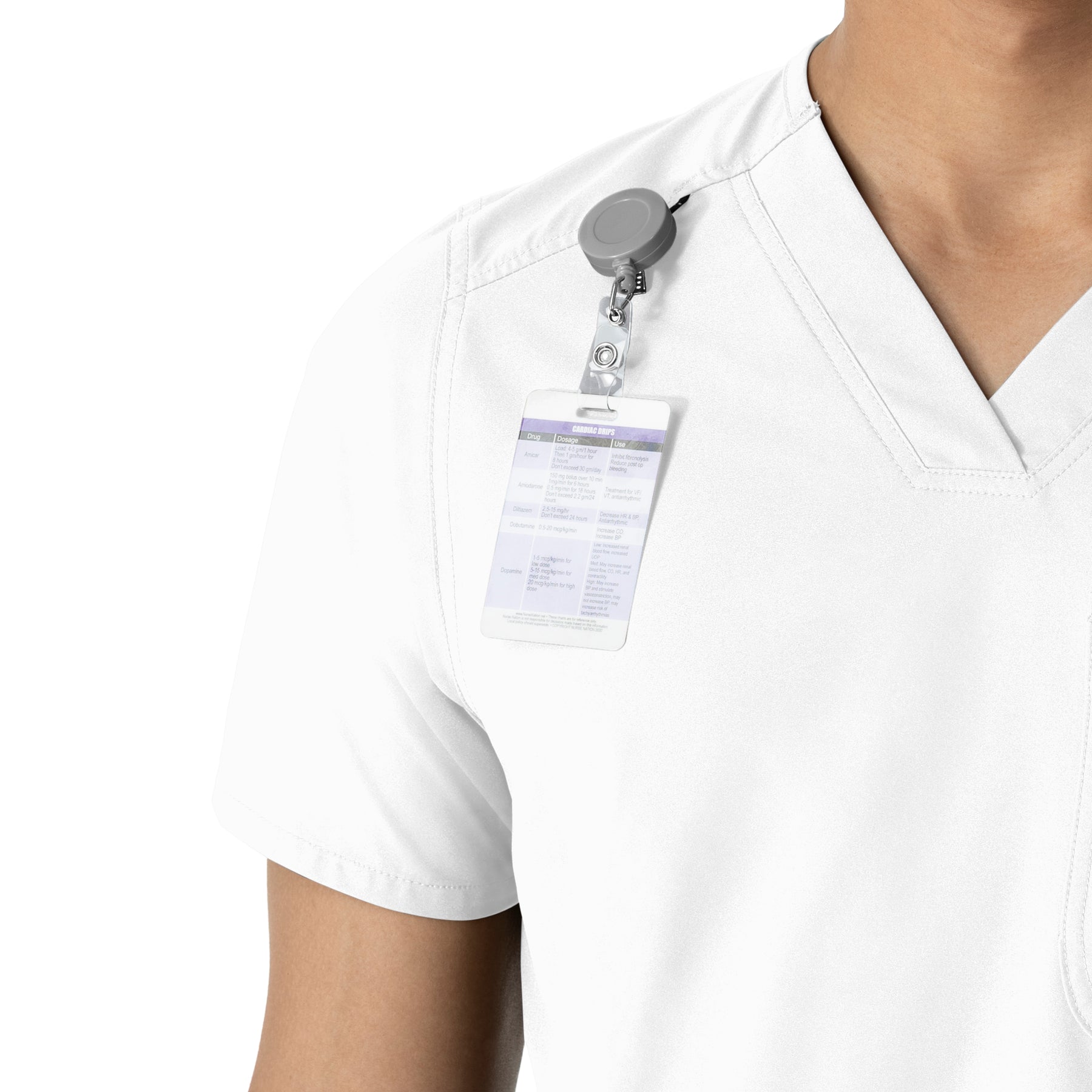 Force Essentials Men's V-Neck Shirttail Scrub Top White side detail 1