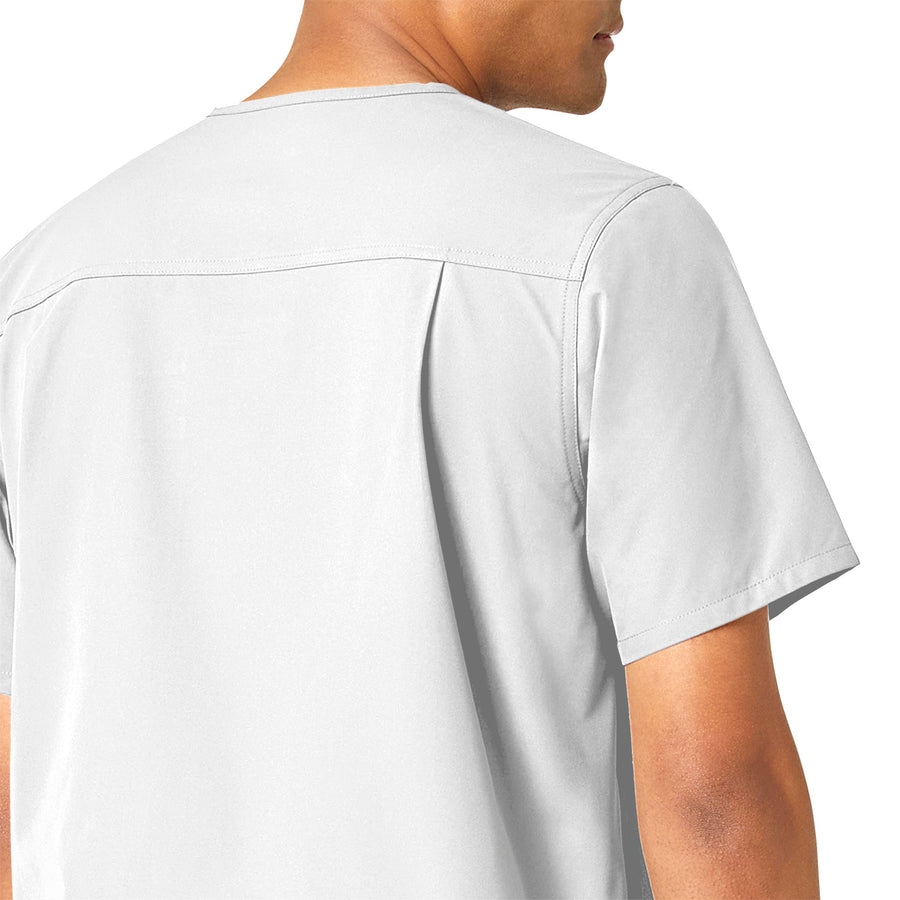 Force Essentials Men's V-Neck Shirttail Scrub Top White side detail 1