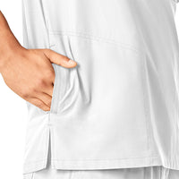 Force Essentials Men's V-Neck Shirttail Scrub Top White side detail 2