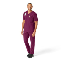 Force Essentials Men's V-Neck Shirttail Scrub Top Wine full scrub set