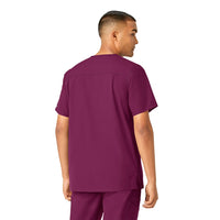 Force Essentials Men's V-Neck Shirttail Scrub Top Wine back view