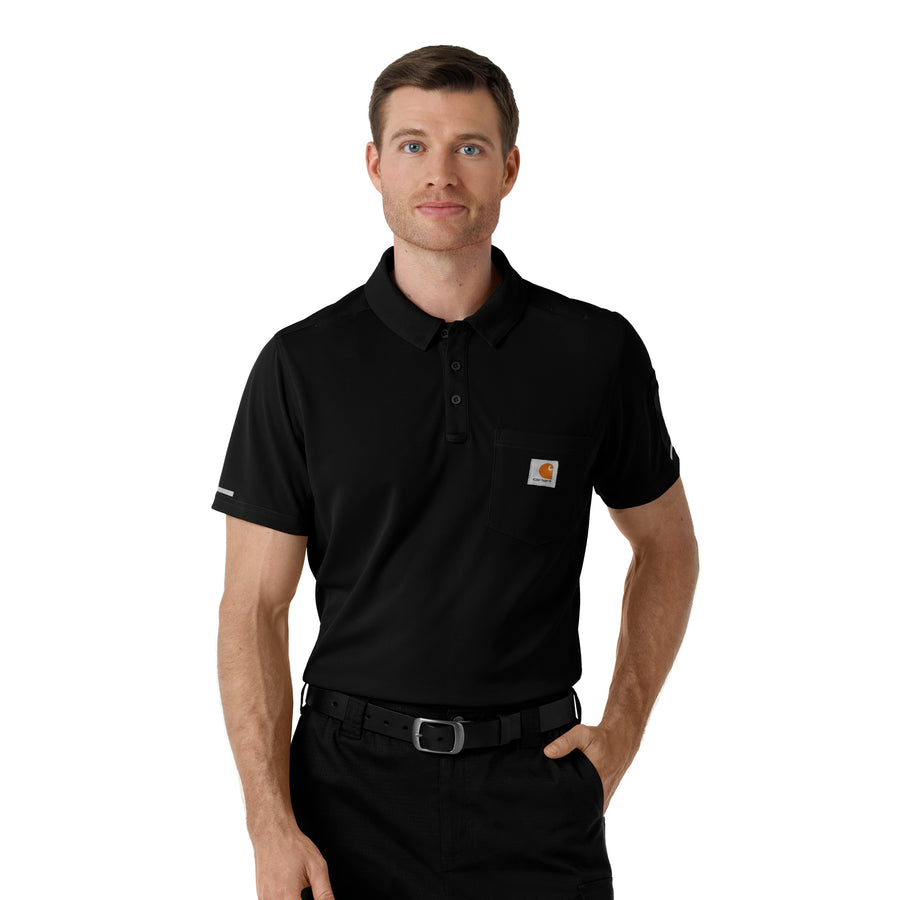 Rugged Flex RSCU Men's Lightweight Short Sleeve Polo Scrub Top Black