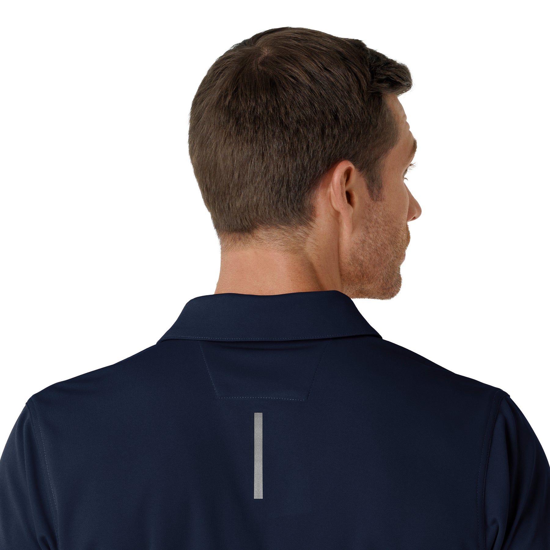 Rugged Flex RSCU Men's Lightweight Short Sleeve Polo Scrub Top Dark Navy hemline detail