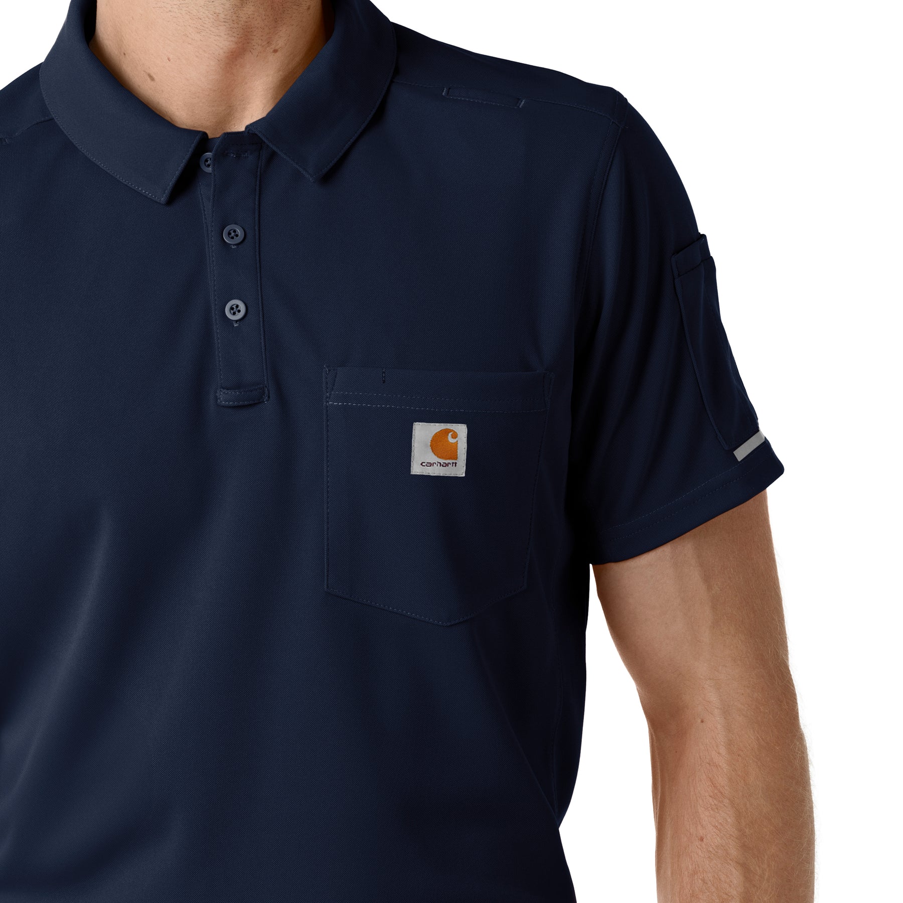Carhartt Rugged Flex RSCU Men's Lightweight Short Sleeve Polo Scrub Top - Dark Navy