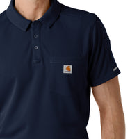 Carhartt Rugged Flex RSCU Men's Lightweight Short Sleeve Polo Scrub Top - Dark Navy