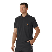 Rugged Flex RSCU Men's Lightweight Short Sleeve Polo Scrub Top Pewter side view