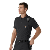 Rugged Flex RSCU Men's Lightweight Short Sleeve Polo Scrub Top Pewter side detail 1