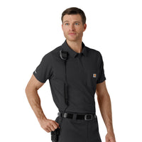 Rugged Flex RSCU Men's Lightweight Short Sleeve Polo Scrub Top Pewter side detail 2