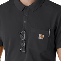 Rugged Flex RSCU Men's Lightweight Short Sleeve Polo Scrub Top Pewter back detail