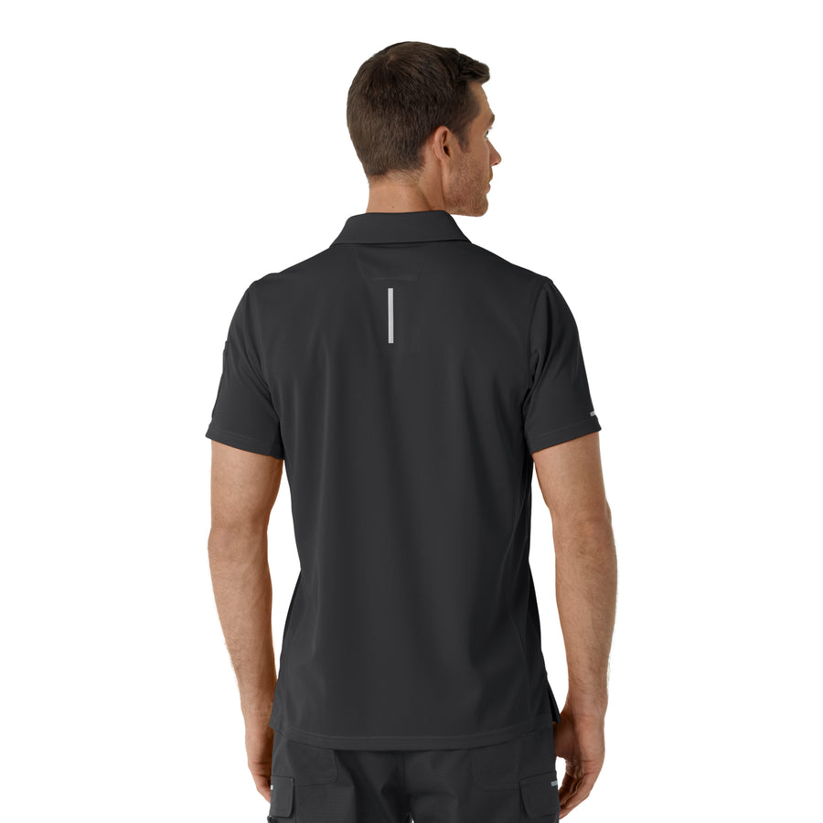 Rugged Flex RSCU Men's Lightweight Short Sleeve Polo Scrub Top Pewter back view
