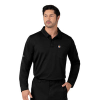 Rugged Flex RSCU Men's Heavyweight Long Sleeve Polo Scrub Top Black