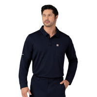 Rugged Flex RSCU Men's Heavyweight Long Sleeve Polo Scrub Top Dark Navy
