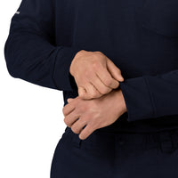 Rugged Flex RSCU Men's Heavyweight Long Sleeve Polo Scrub Top Dark Navy front detail