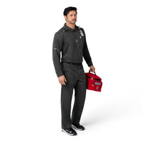 Rugged Flex RSCU Men's Heavyweight Long Sleeve Polo Scrub Top Pewter full scrub set