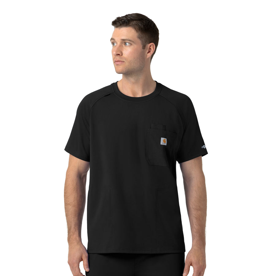 Force Cross-Flex Knit Men's Crew Neck Scrub Top Black
