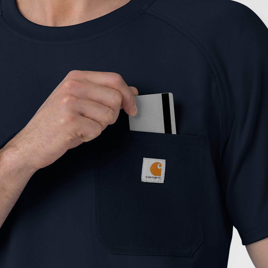 Force Cross-Flex Knit Men's Crew Neck Scrub Top Navy side detail 1
