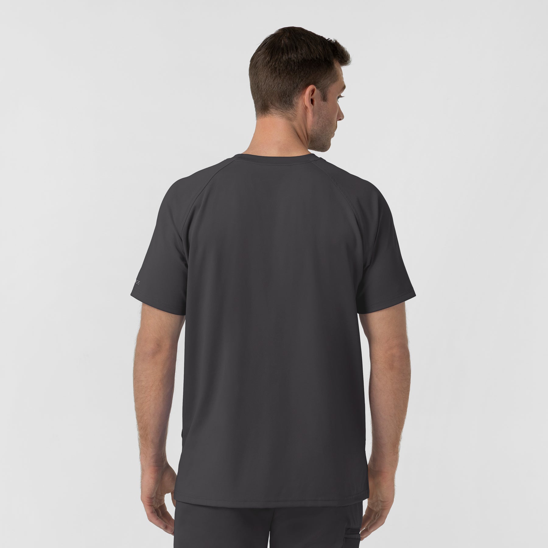Force Cross-Flex Knit Men's Crew Neck Scrub Top Pewter back view