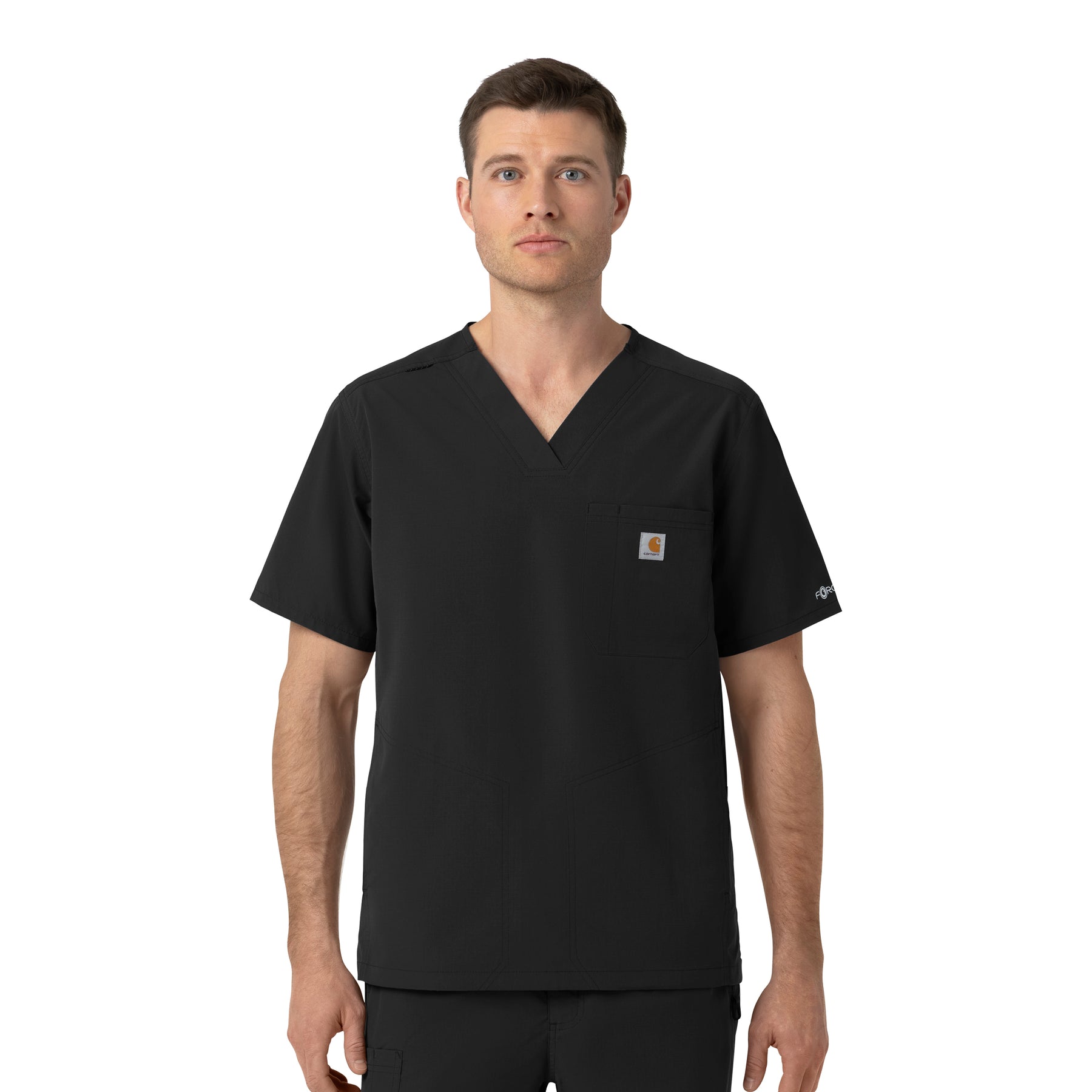 Rugged Flex FLD Men's Ripstop V-Neck Scrub Top Black