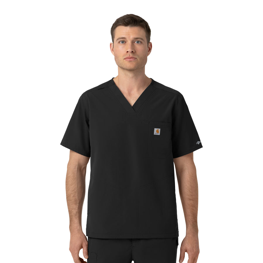 Rugged Flex FLD Men's Ripstop V-Neck Scrub Top Black