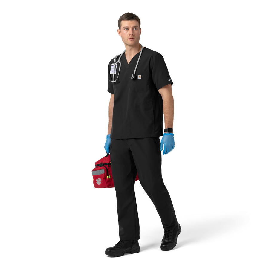 Rugged Flex FLD Men's Ripstop V-Neck Scrub Top Black full scrub set