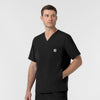 Rugged Flex FLD Men's Ripstop V-Neck Scrub Top Black side view