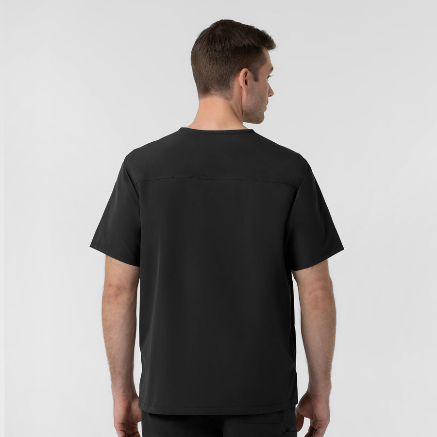 Rugged Flex FLD Men's Ripstop V-Neck Scrub Top Black back view