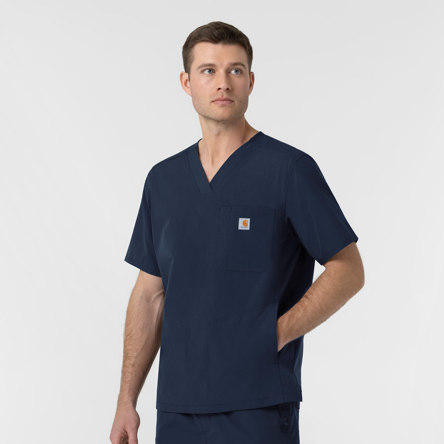 Rugged Flex FLD Men's Ripstop V-Neck Scrub Top Navy side view
