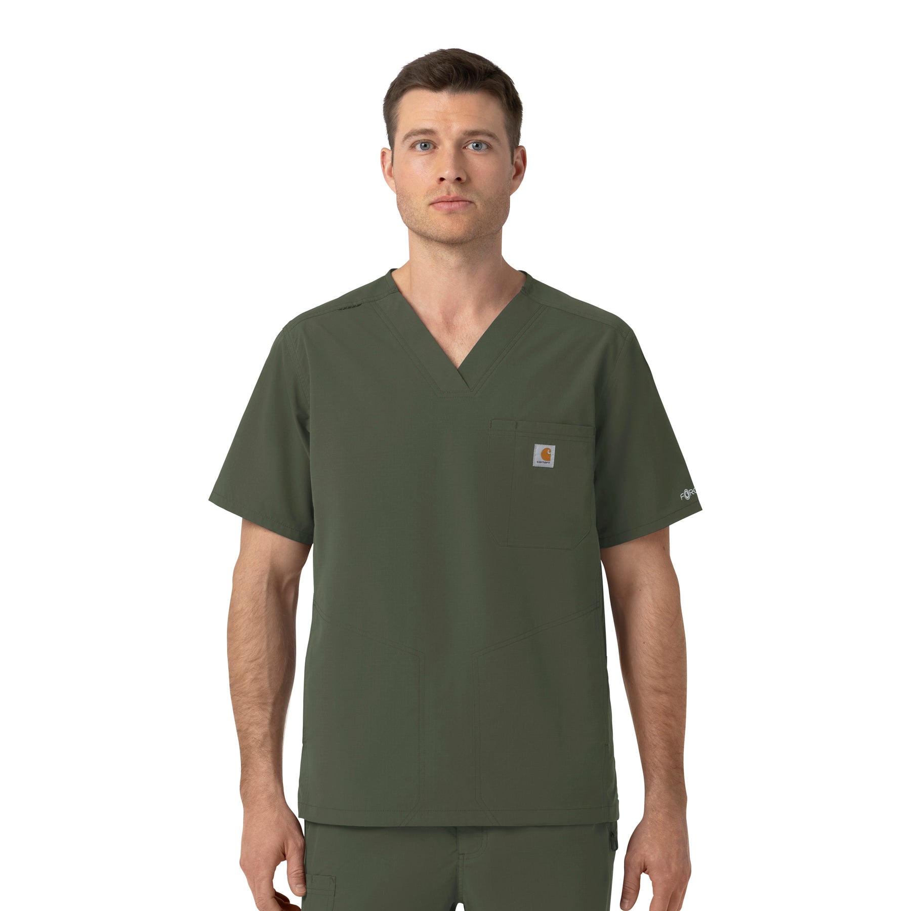 Rugged Flex FLD Men's Ripstop V-Neck Scrub Top Olive