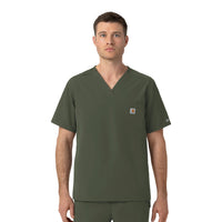 Rugged Flex FLD Men's Ripstop V-Neck Scrub Top Olive