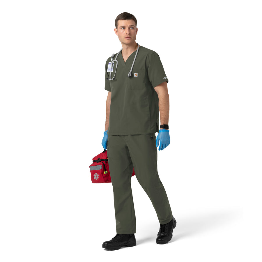 Rugged Flex FLD Men's Ripstop V-Neck Scrub Top Olive full scrub set