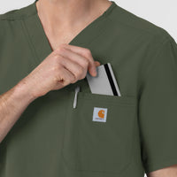 Carhartt Rugged Flex FLD Men's Ripstop V-Neck Scrub Top - Olive
