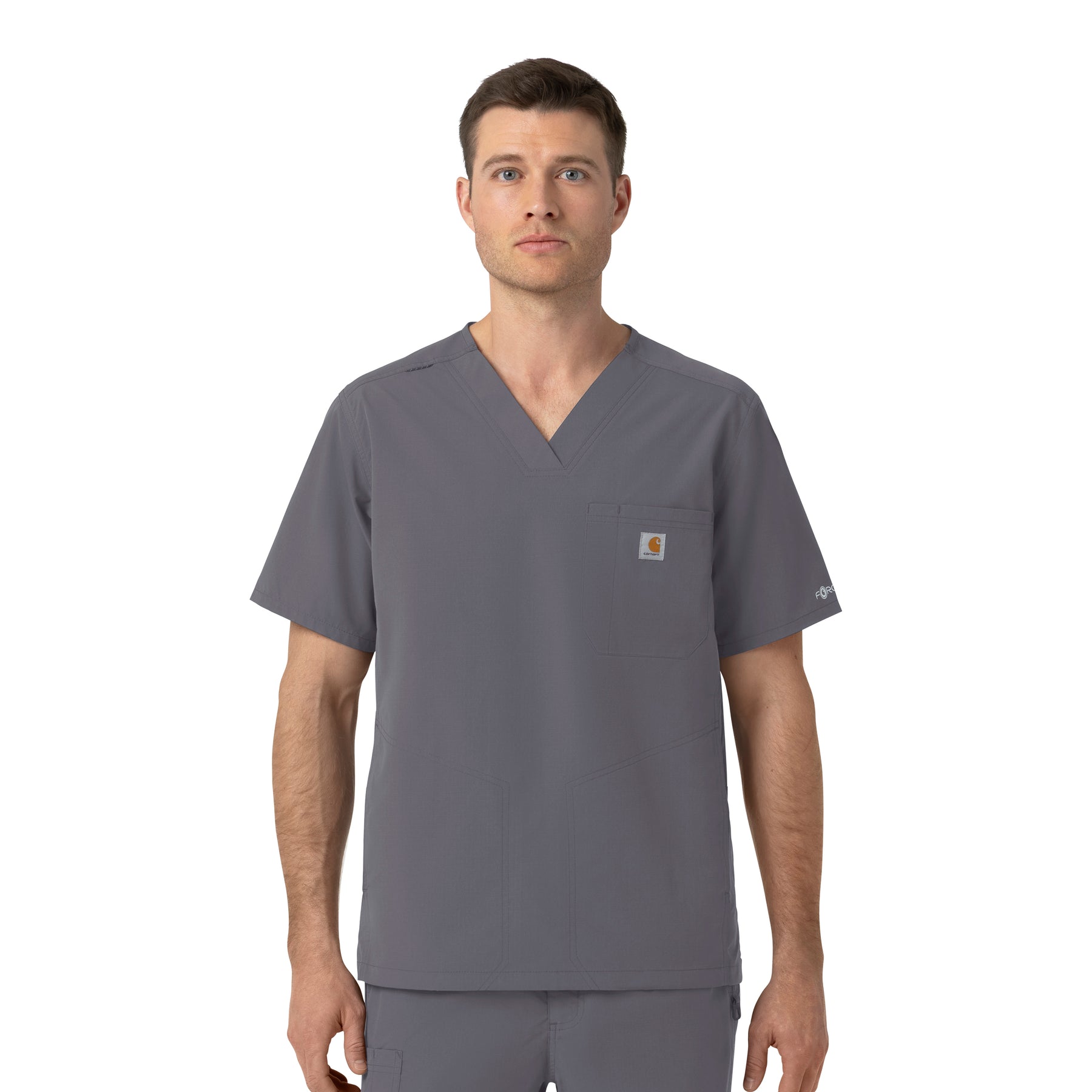 Rugged Flex FLD Men's Ripstop V-Neck Scrub Top Pewter