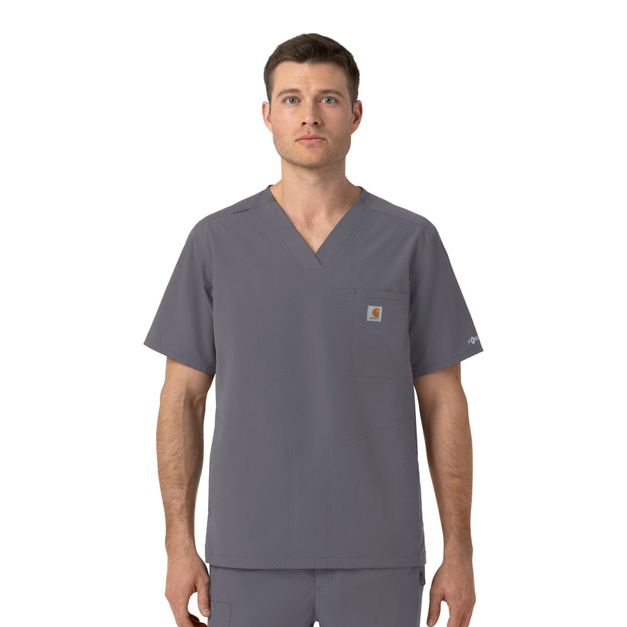 Rugged Flex FLD Men's Ripstop V-Neck Scrub Top Pewter