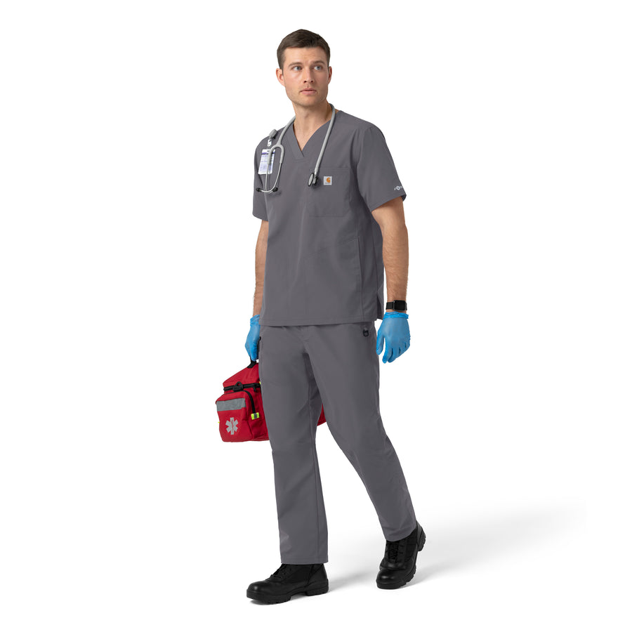Rugged Flex FLD Men's Ripstop V-Neck Scrub Top Pewter full scrub set