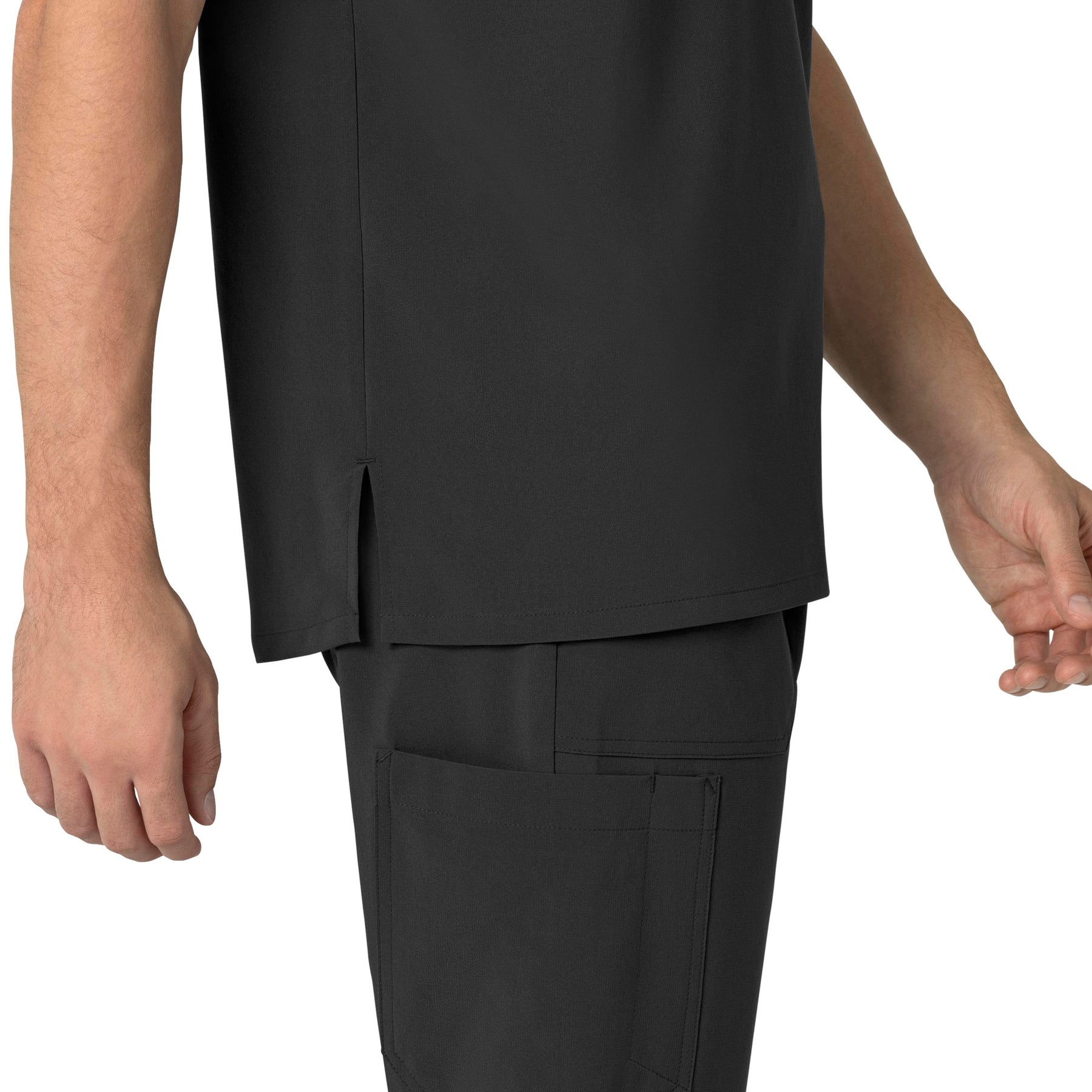 Force Cross-Flex Men's Henley Scrub Top Black front detail