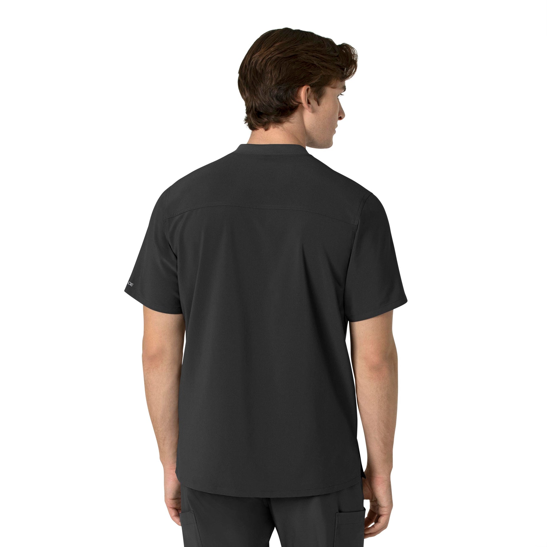 Force Cross-Flex Men's Henley Scrub Top Black back view