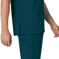 Force Cross-Flex Men's Henley Scrub Top Caribbean front detail