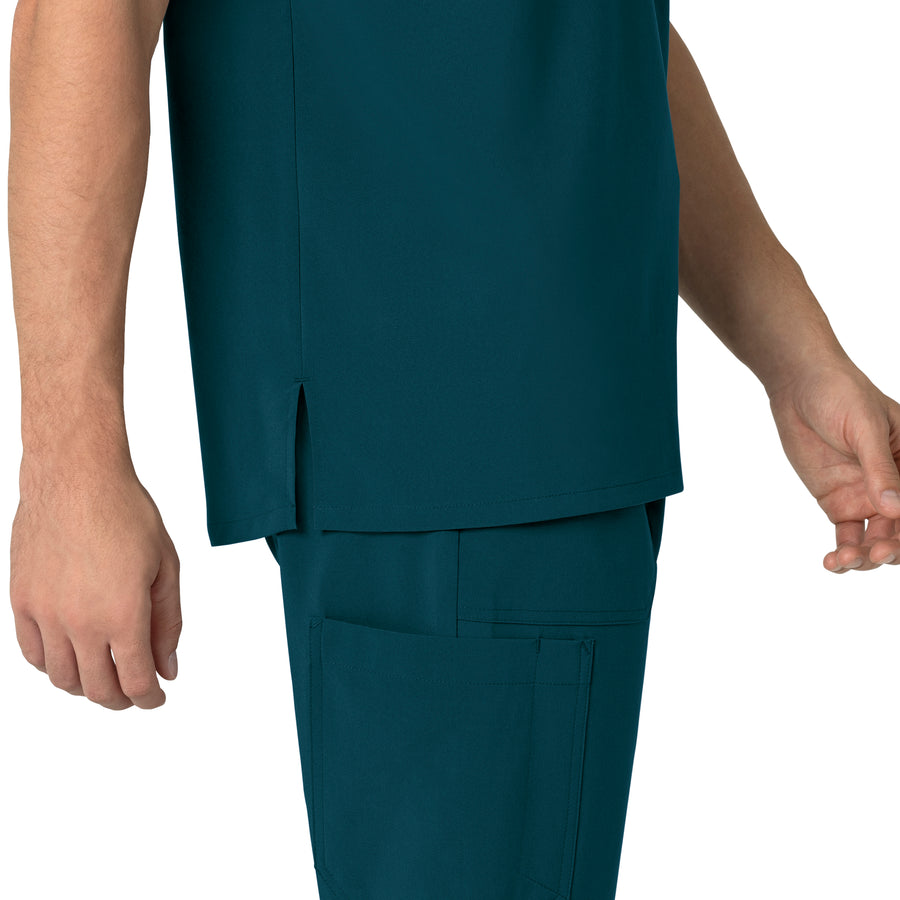 Force Cross-Flex Men's Henley Scrub Top Caribbean front detail