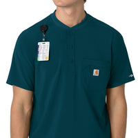 Force Cross-Flex Men's Henley Scrub Top Caribbean side detail 2