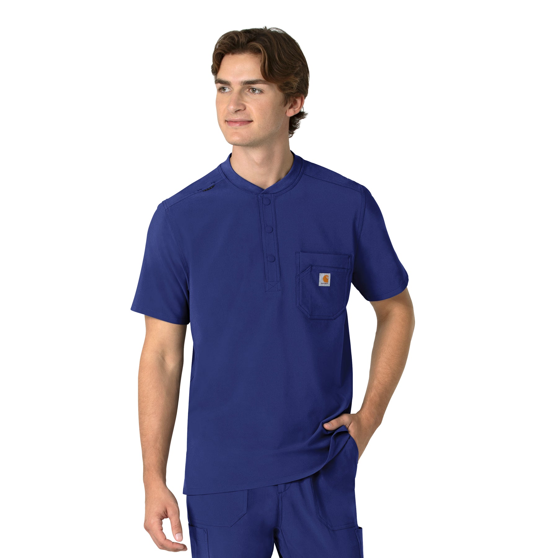 Force Cross-Flex Men's Henley Scrub Top Galaxy Blue