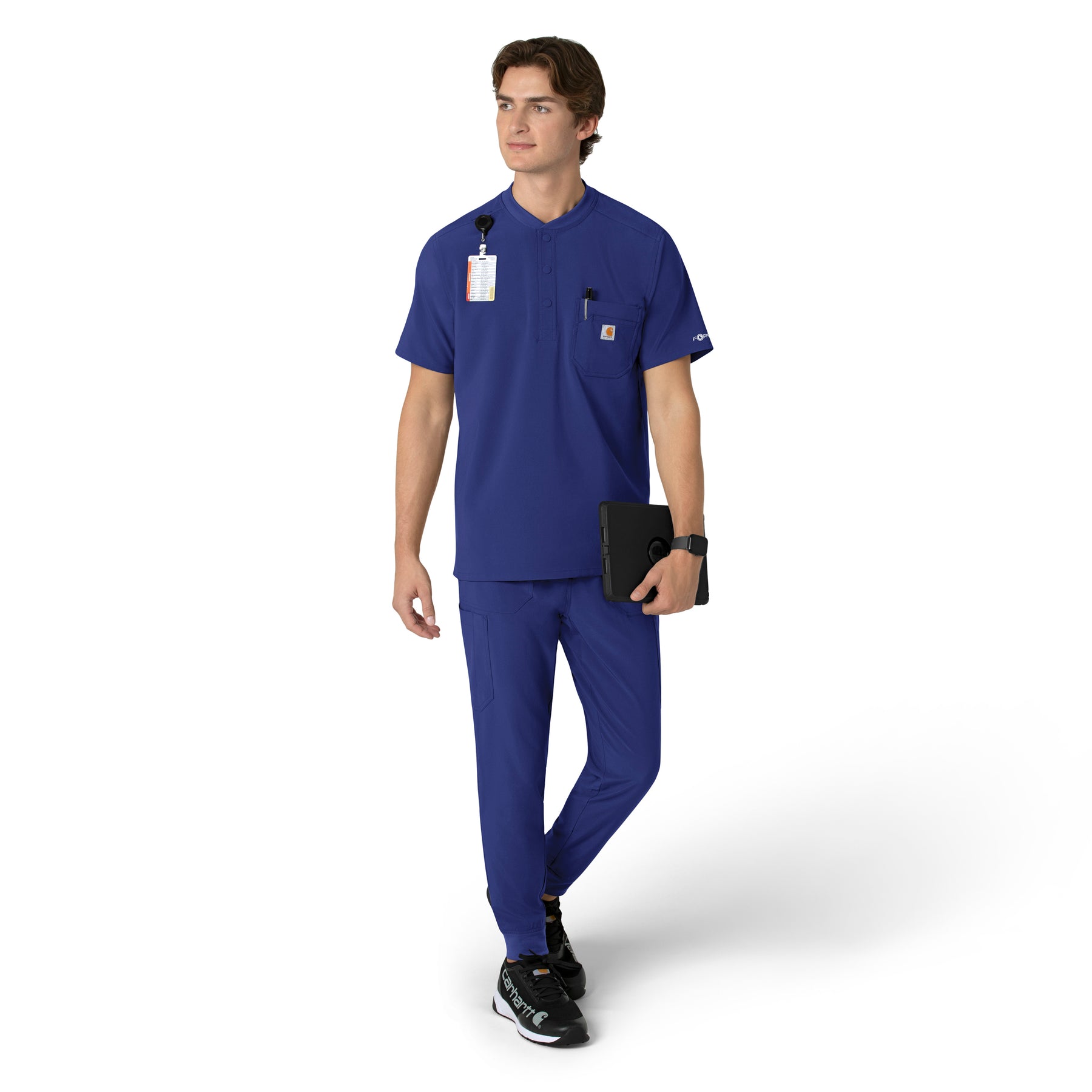 Force Cross-Flex Men's Henley Scrub Top Galaxy Blue full scrub set