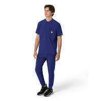 Force Cross-Flex Men's Henley Scrub Top Galaxy Blue side view