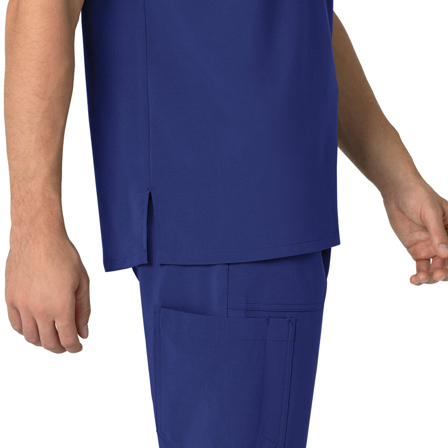 Force Cross-Flex Men's Henley Scrub Top Galaxy Blue front detail