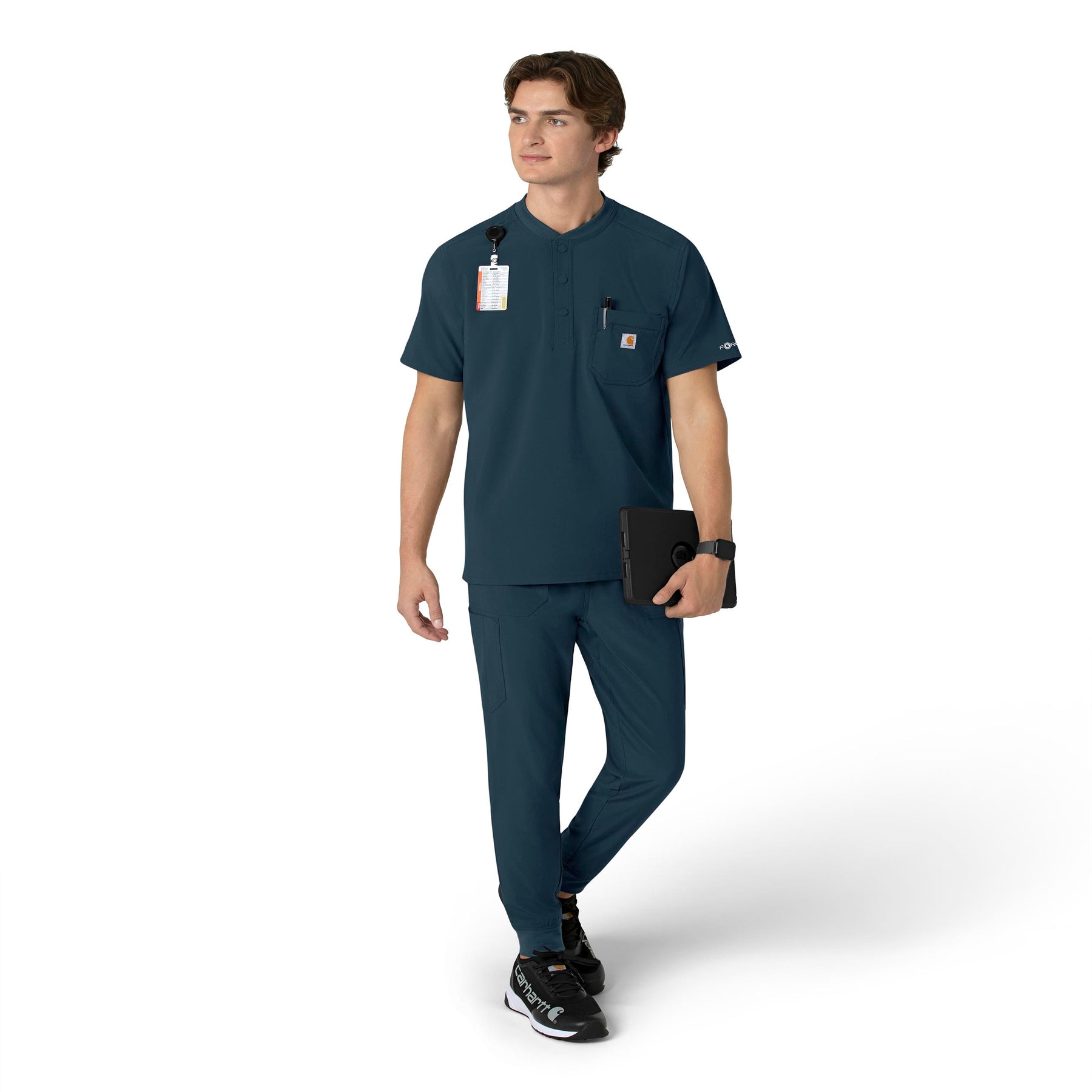 Force Cross-Flex Men's Henley Scrub Top Navy full scrub set