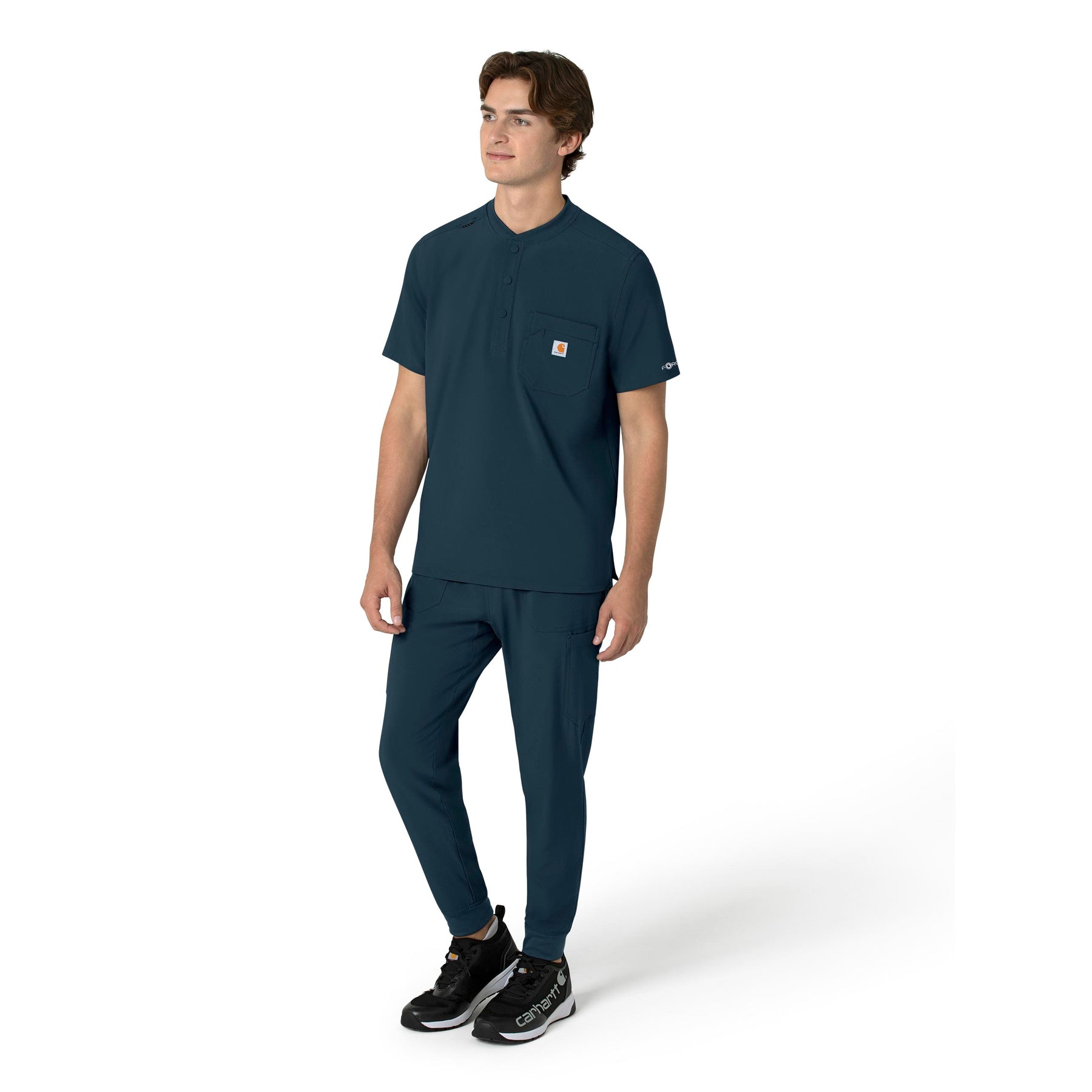 Force Cross-Flex Men's Henley Scrub Top Navy side view