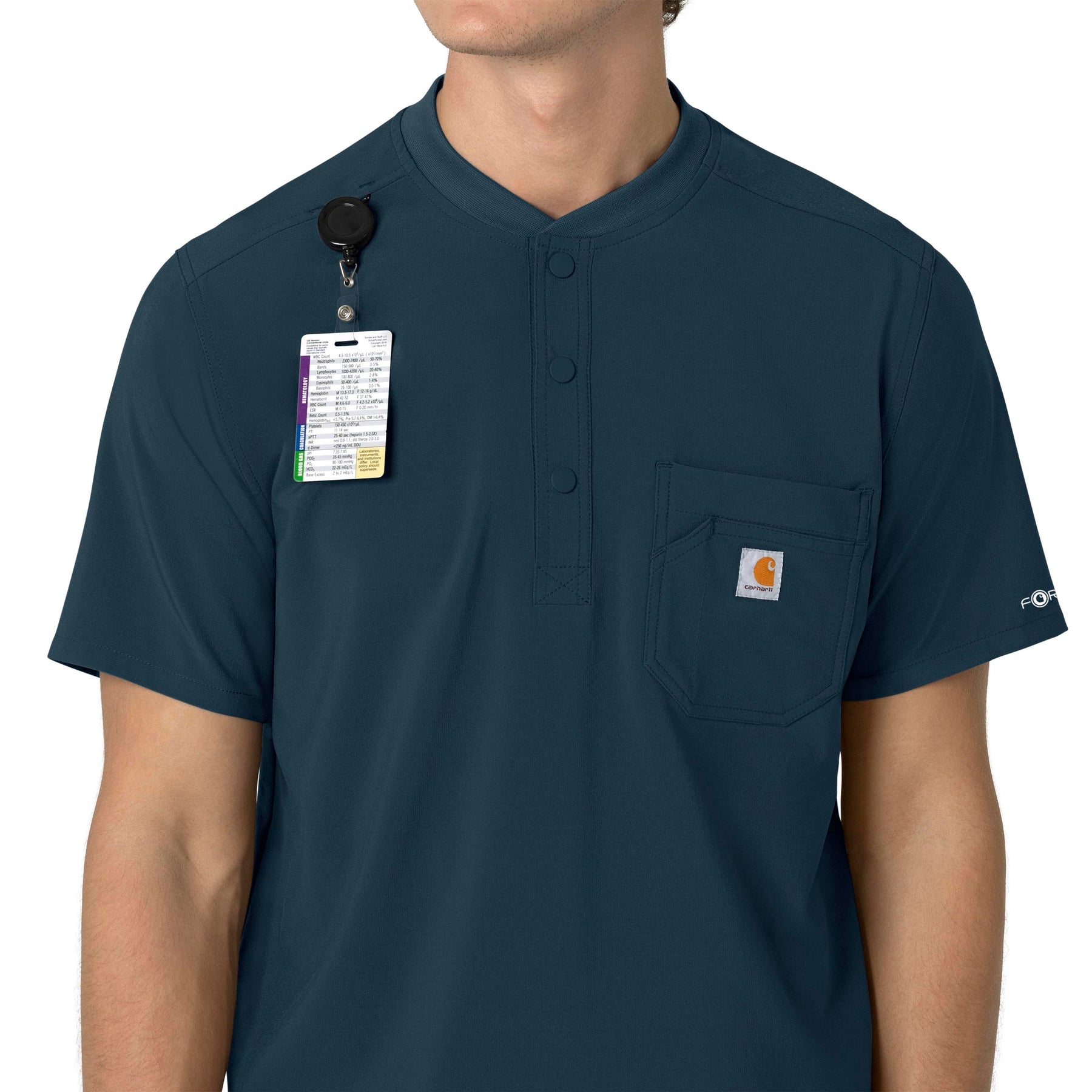 Force Cross-Flex Men's Henley Scrub Top Navy side detail 2
